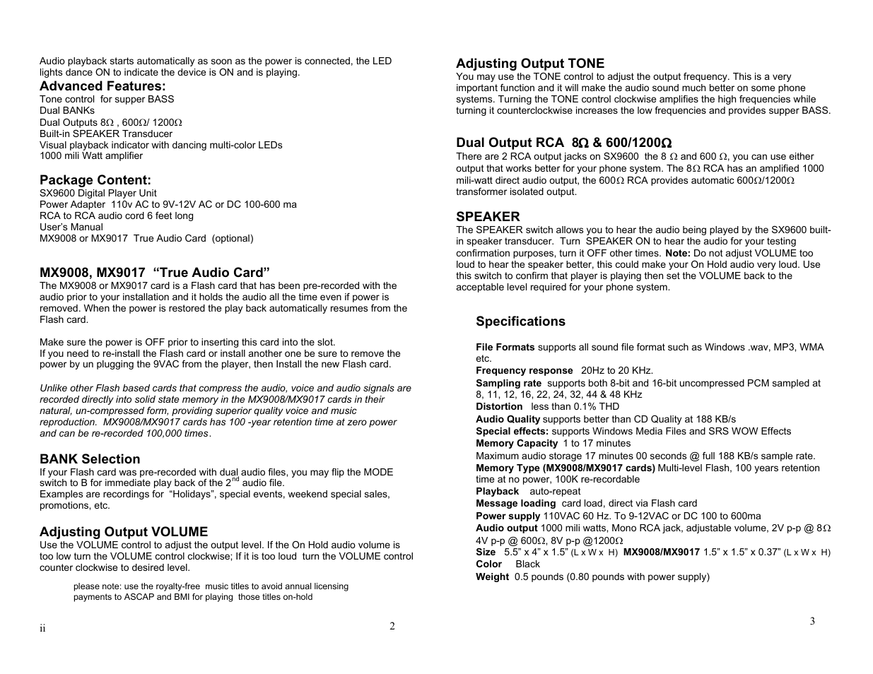 Invotel SX9600 User Manual | Page 2 / 2