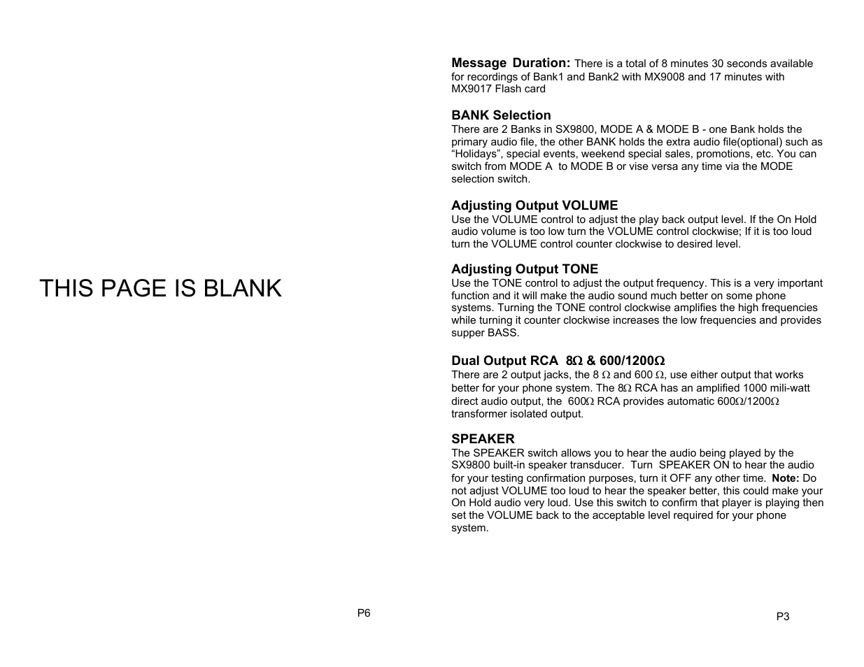 This page is blank | Invotel SX9800 User Manual | Page 3 / 4
