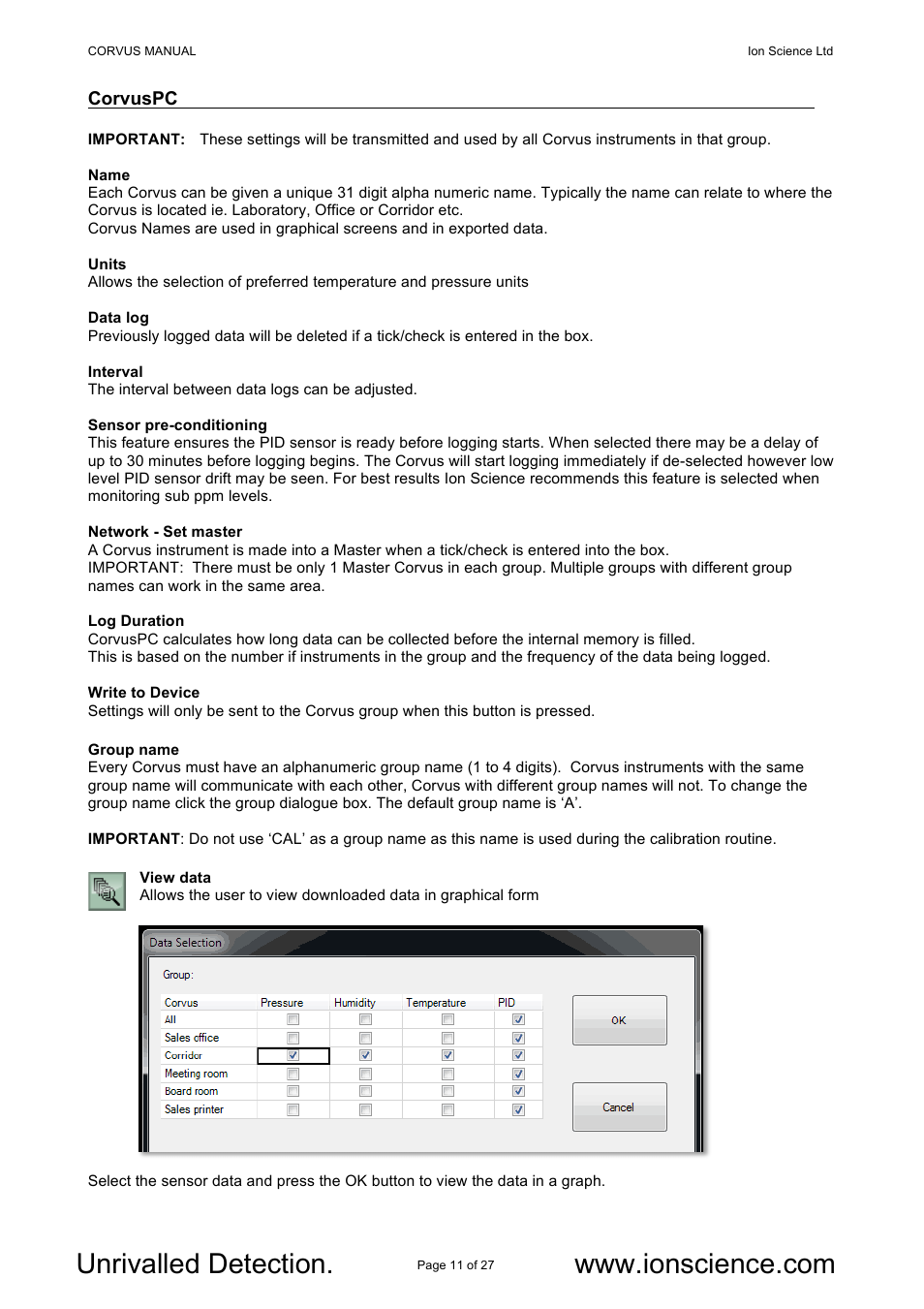 Ion Science Corvus User Manual | Page 11 / 27