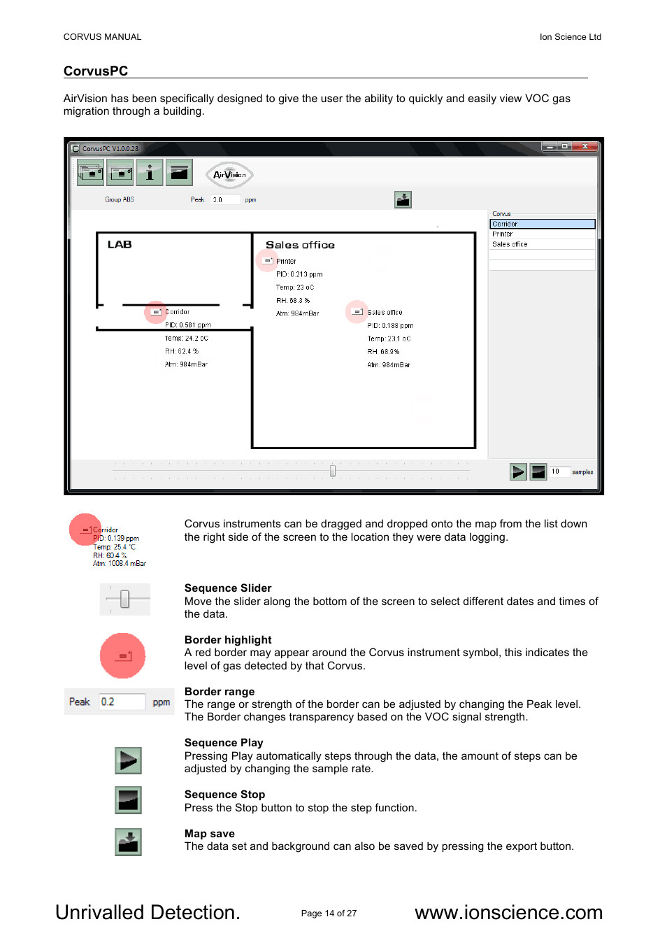 Ion Science Corvus User Manual | Page 14 / 27