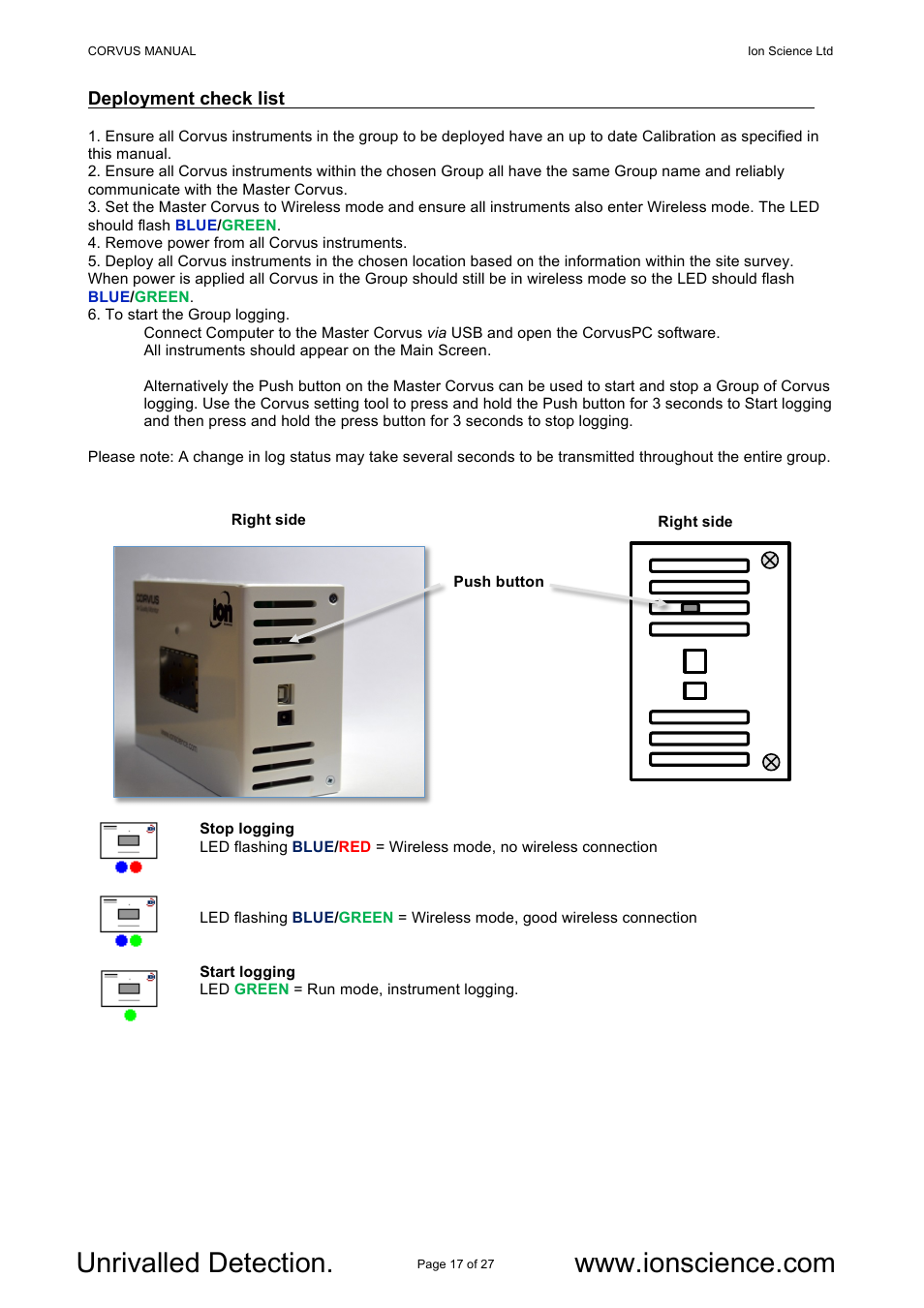 Ion Science Corvus User Manual | Page 17 / 27