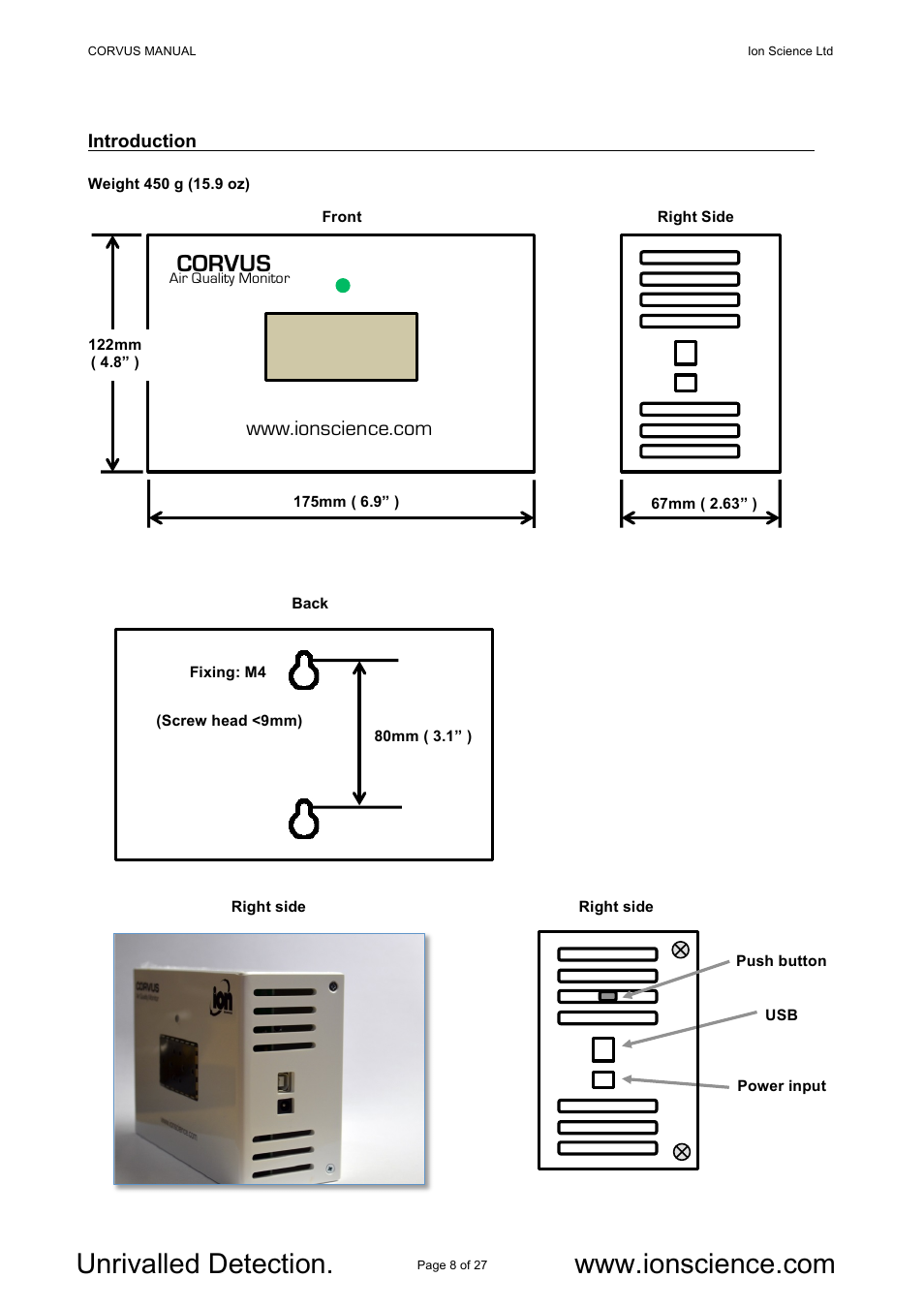 Corvus | Ion Science Corvus User Manual | Page 8 / 27