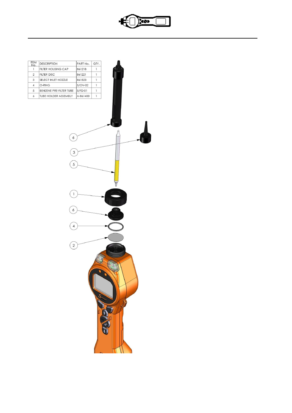 Parts list, Probe assembly | Ion Science Tiger Select User Manual | Page 18 / 20