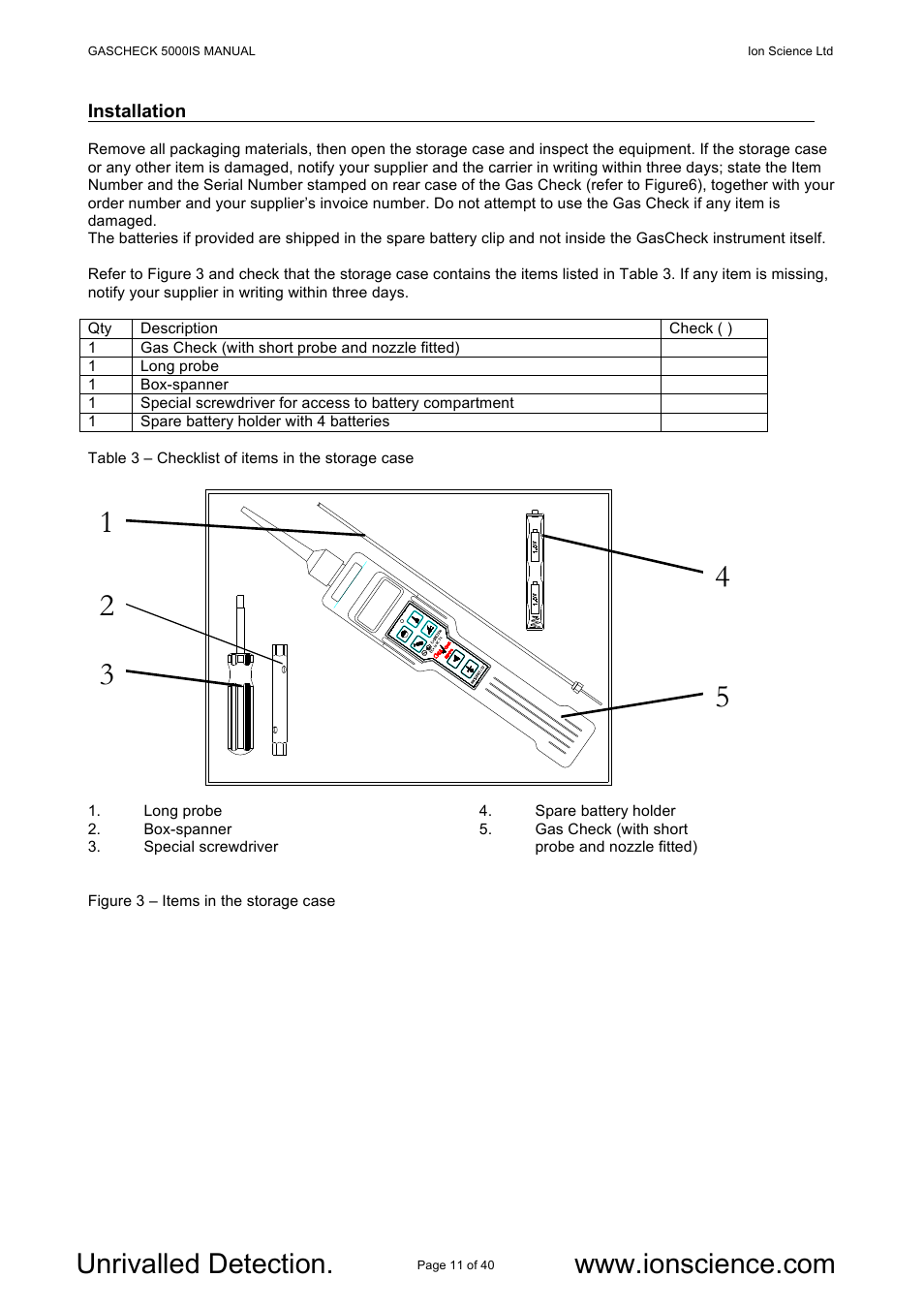 Ion Science GasCheck IS User Manual | Page 11 / 40