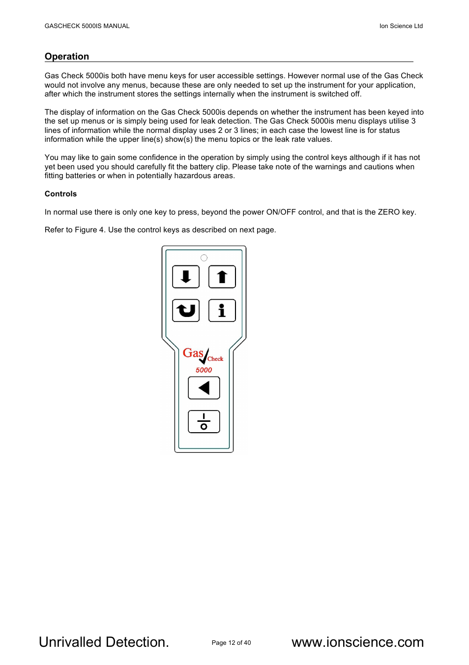 Ion Science GasCheck IS User Manual | Page 12 / 40