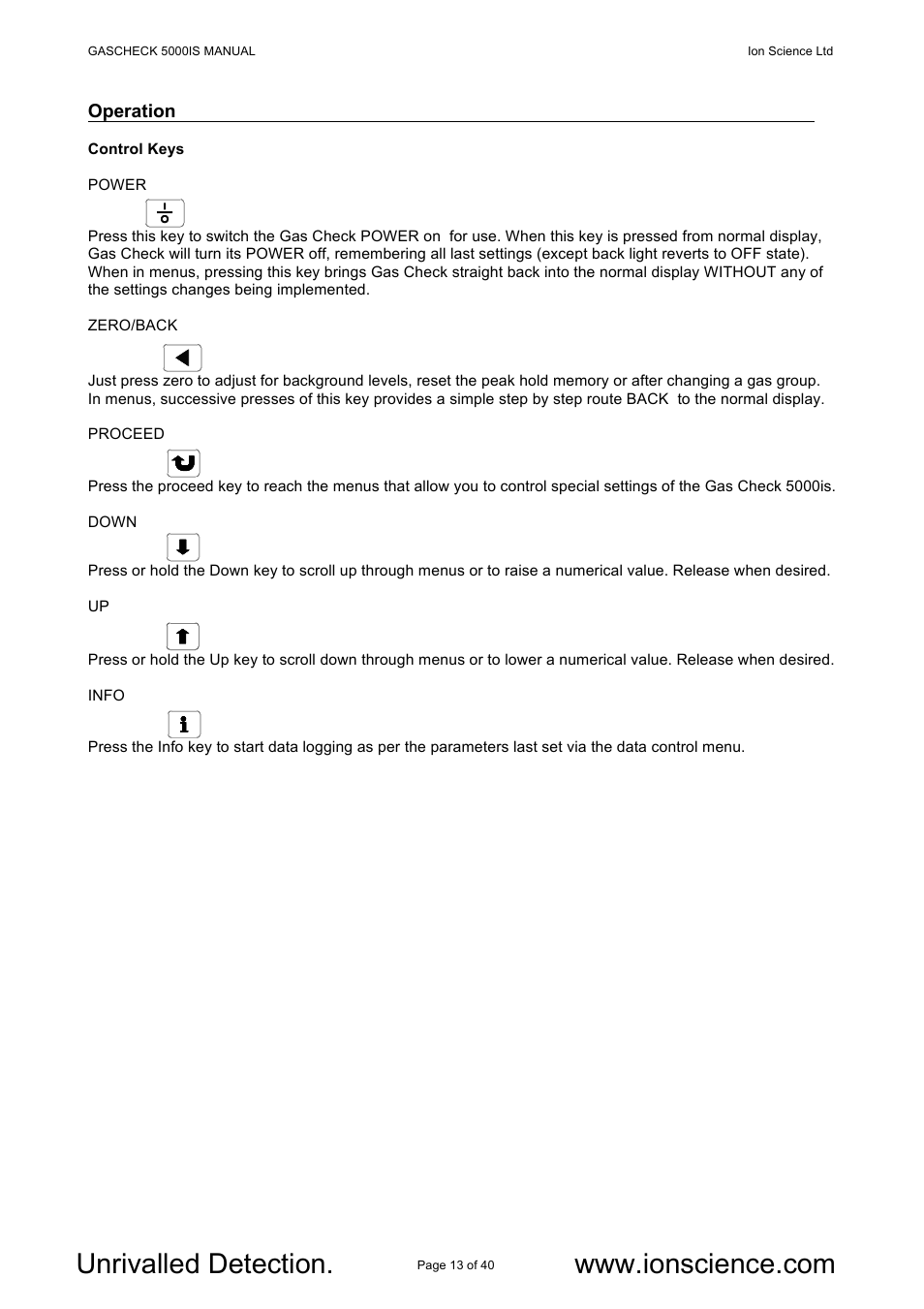 Ion Science GasCheck IS User Manual | Page 13 / 40