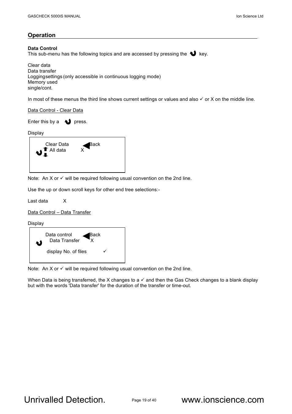 Ion Science GasCheck IS User Manual | Page 19 / 40