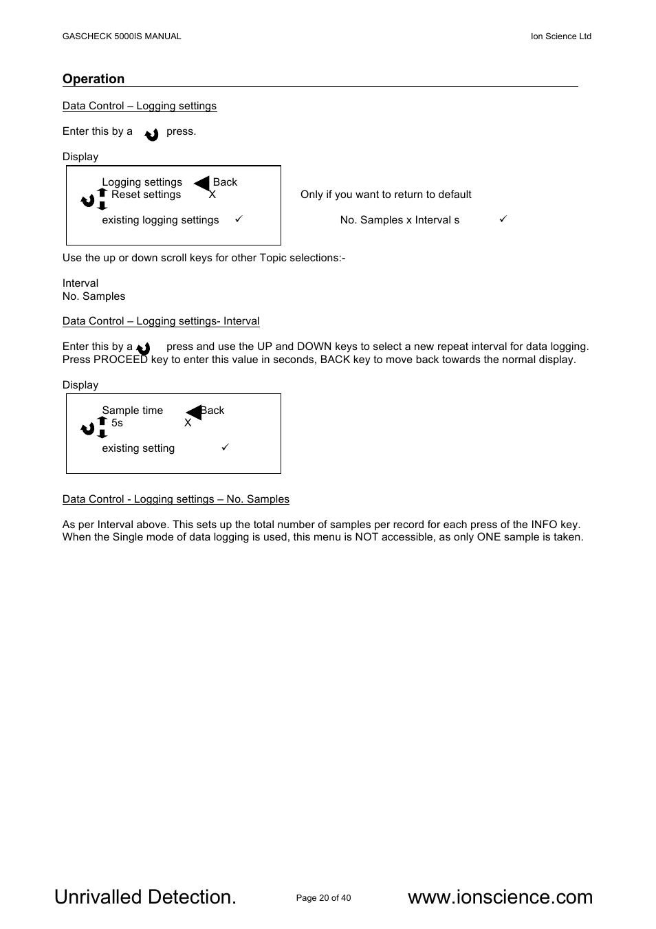 Ion Science GasCheck IS User Manual | Page 20 / 40