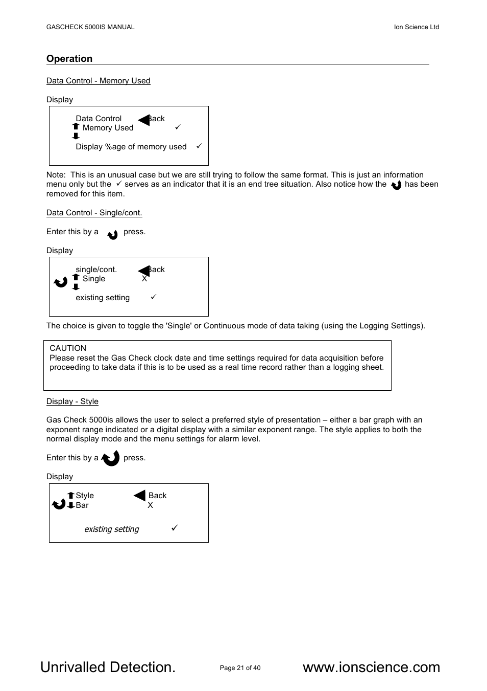 Ion Science GasCheck IS User Manual | Page 21 / 40