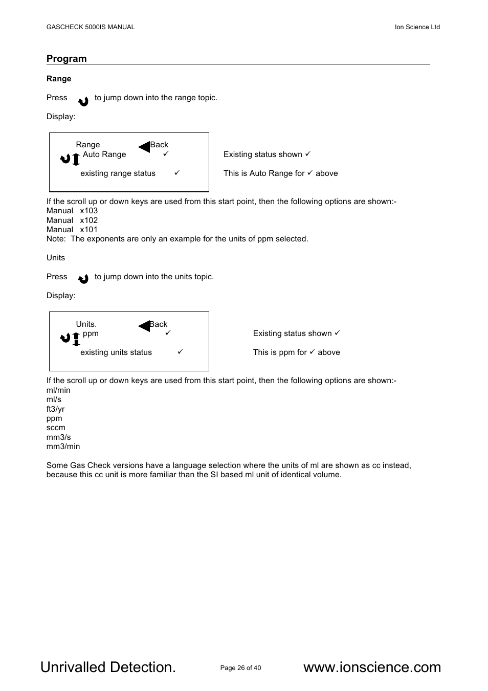 Ion Science GasCheck IS User Manual | Page 26 / 40