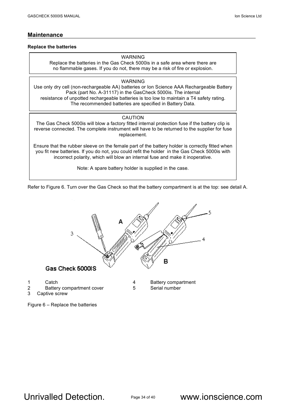 Ion Science GasCheck IS User Manual | Page 34 / 40