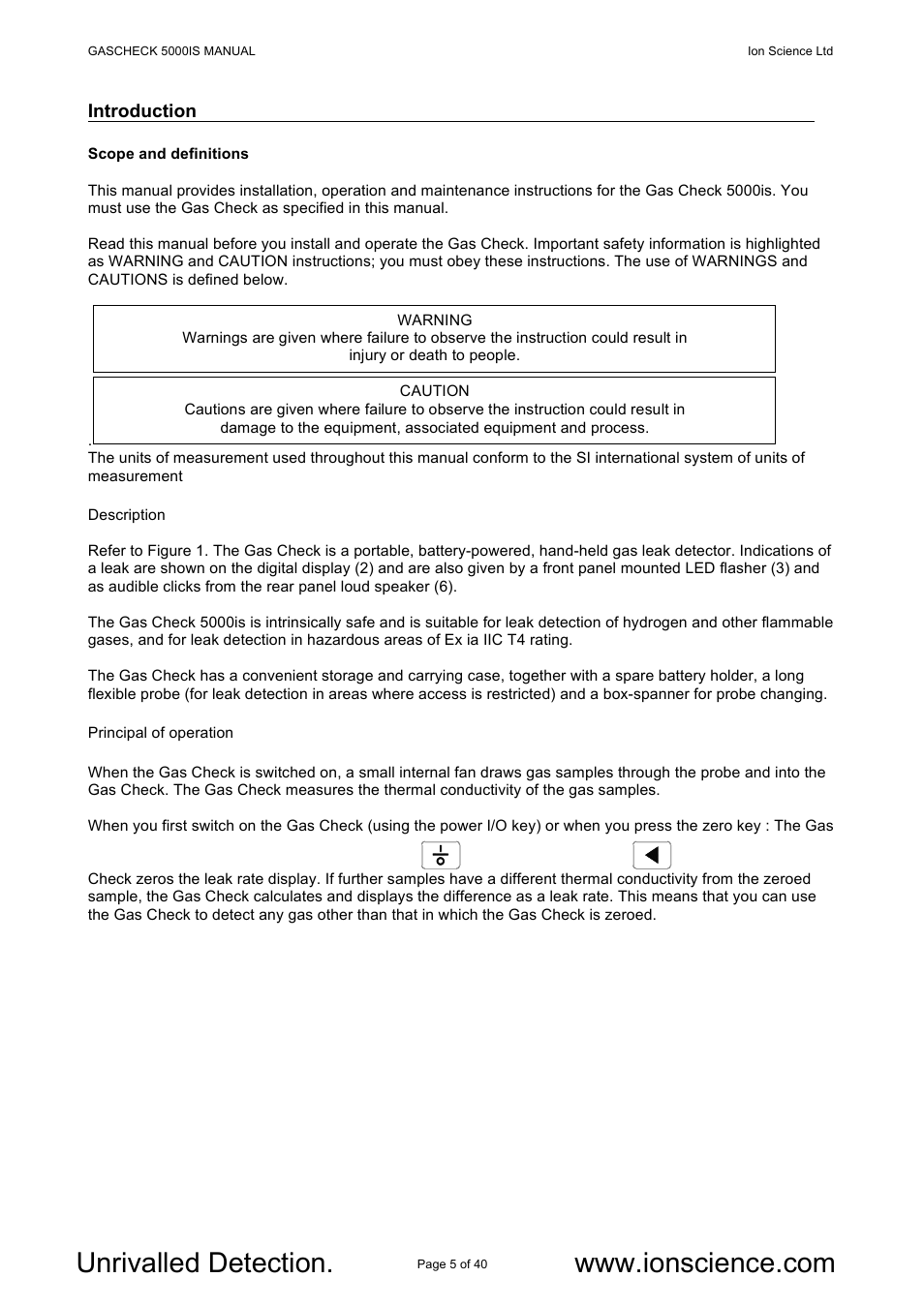 Ion Science GasCheck IS User Manual | Page 5 / 40