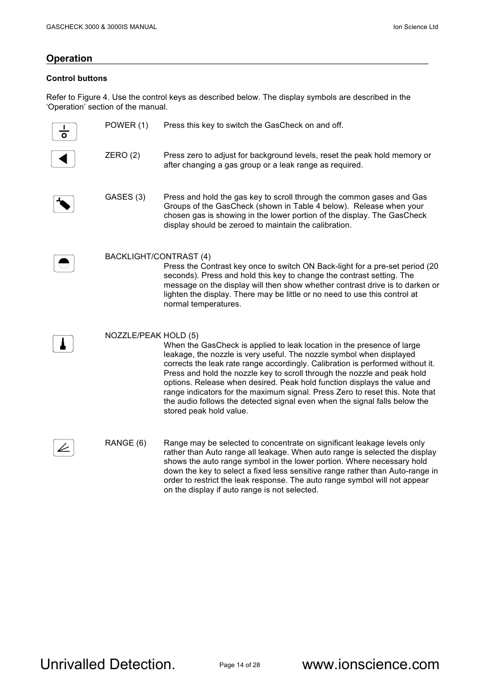 Ion Science GasCheck IS User Manual | Page 14 / 28