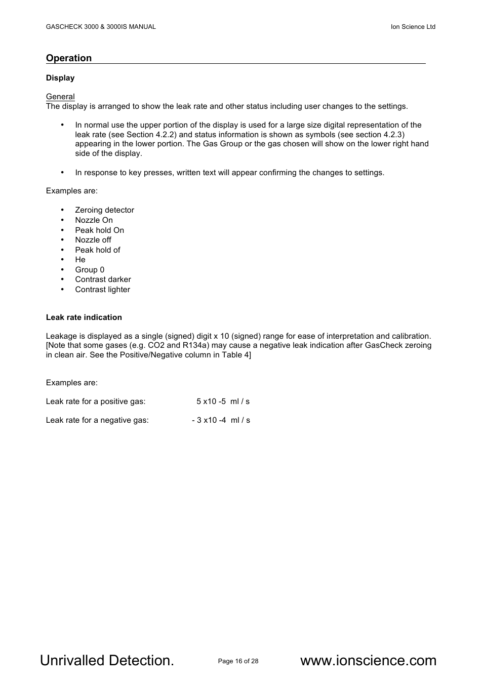 Ion Science GasCheck IS User Manual | Page 16 / 28