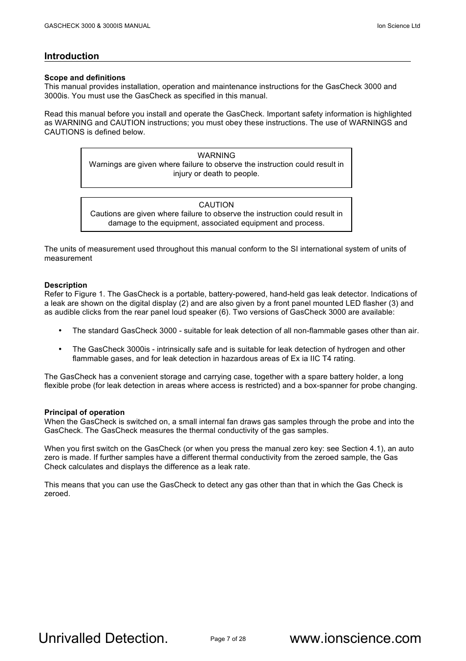 Ion Science GasCheck IS User Manual | Page 7 / 28