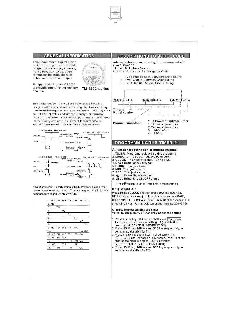 Timer instructions | Ion Science Hydrosteel 7000TL User Manual | Page 13 / 18