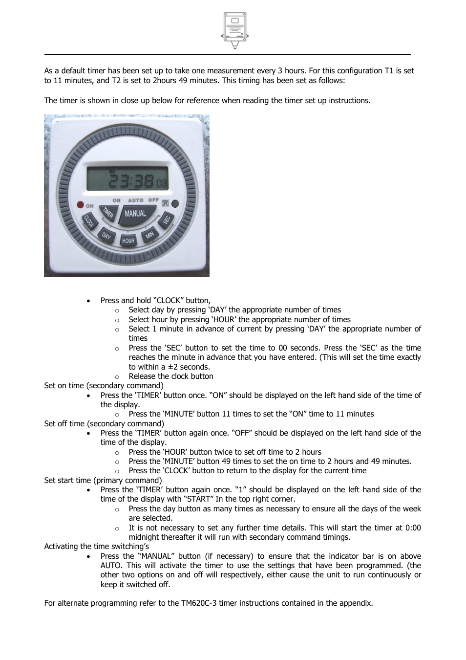 Set clock time | Ion Science Hydrosteel 7000TL User Manual | Page 9 / 18