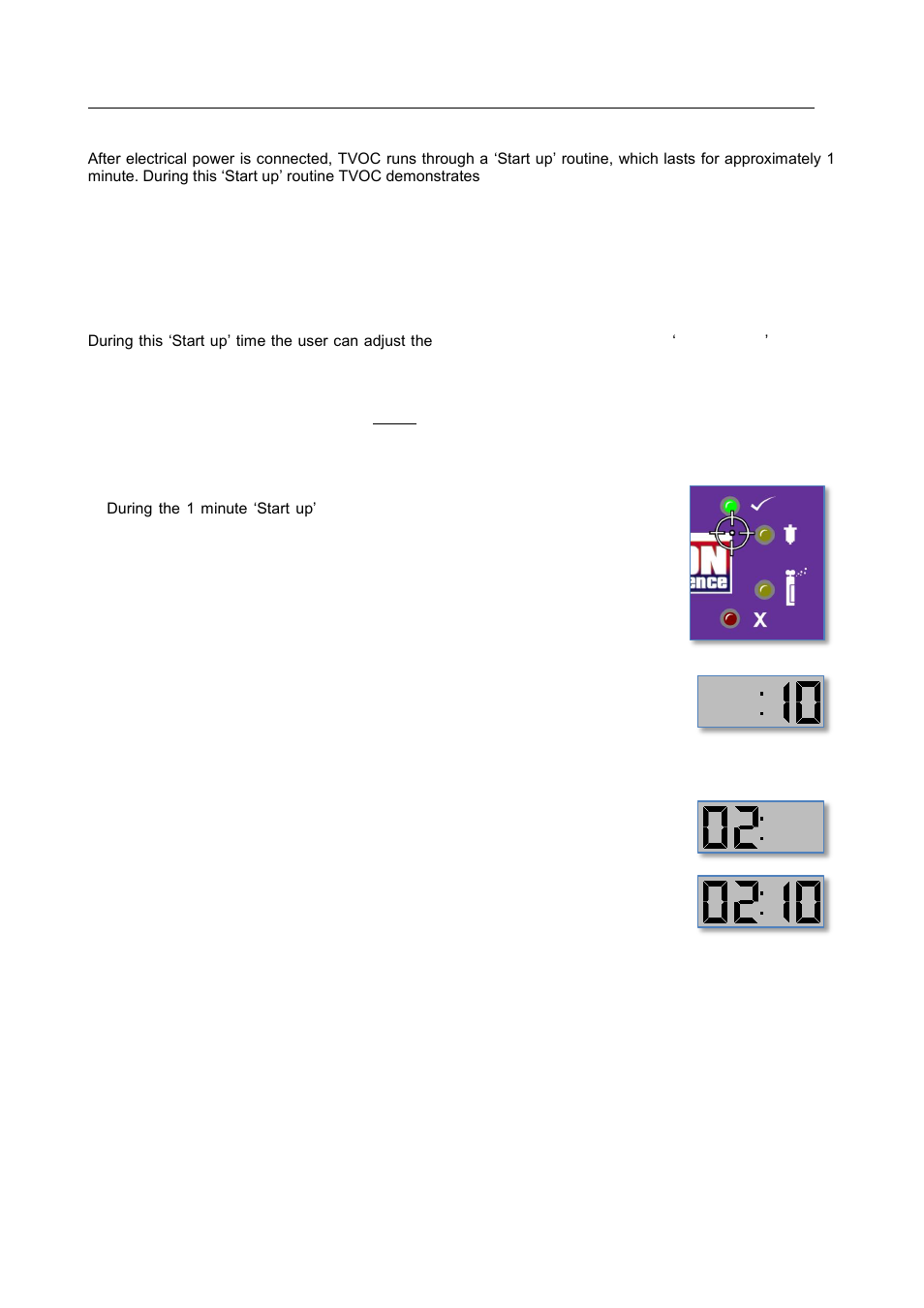 Operation, Start up, Adjusting the duty cycle | Ion Science TVOC User Manual | Page 16 / 32