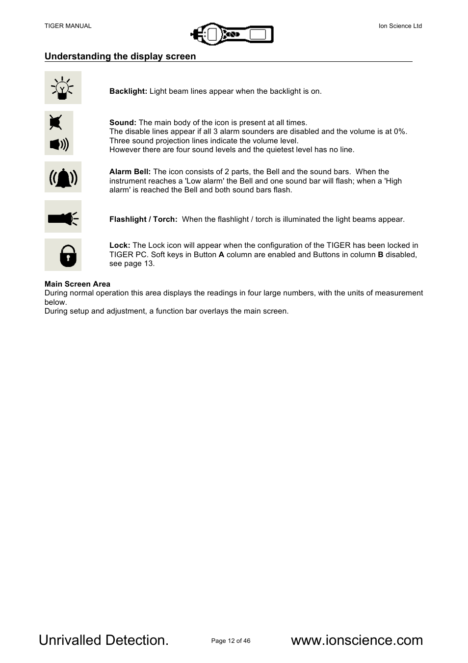 Ion Science Tiger User Manual | Page 12 / 46