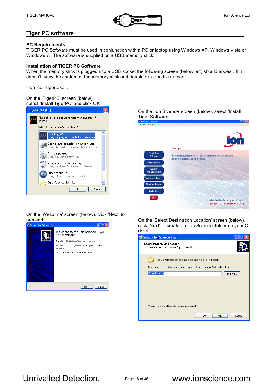 Ion Science Tiger User Manual | Page 18 / 46