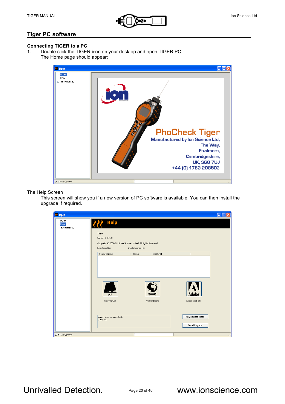 Ion Science Tiger User Manual | Page 20 / 46