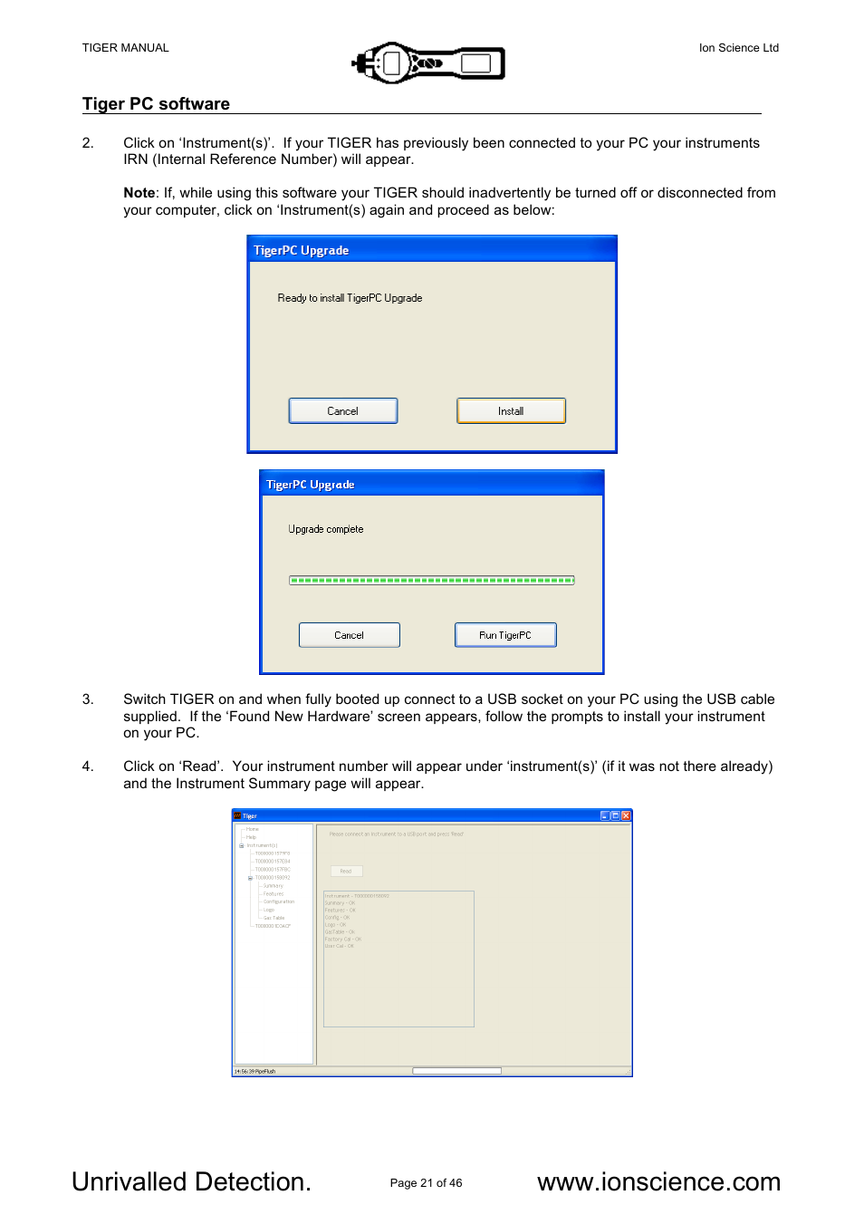 Ion Science Tiger User Manual | Page 21 / 46