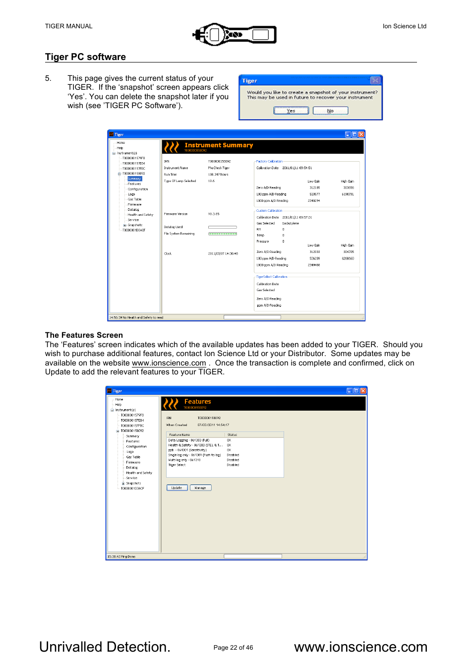 Ion Science Tiger User Manual | Page 22 / 46