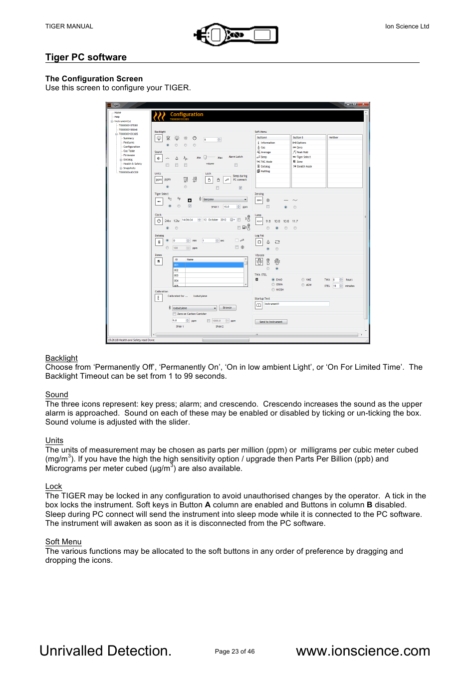 Ion Science Tiger User Manual | Page 23 / 46