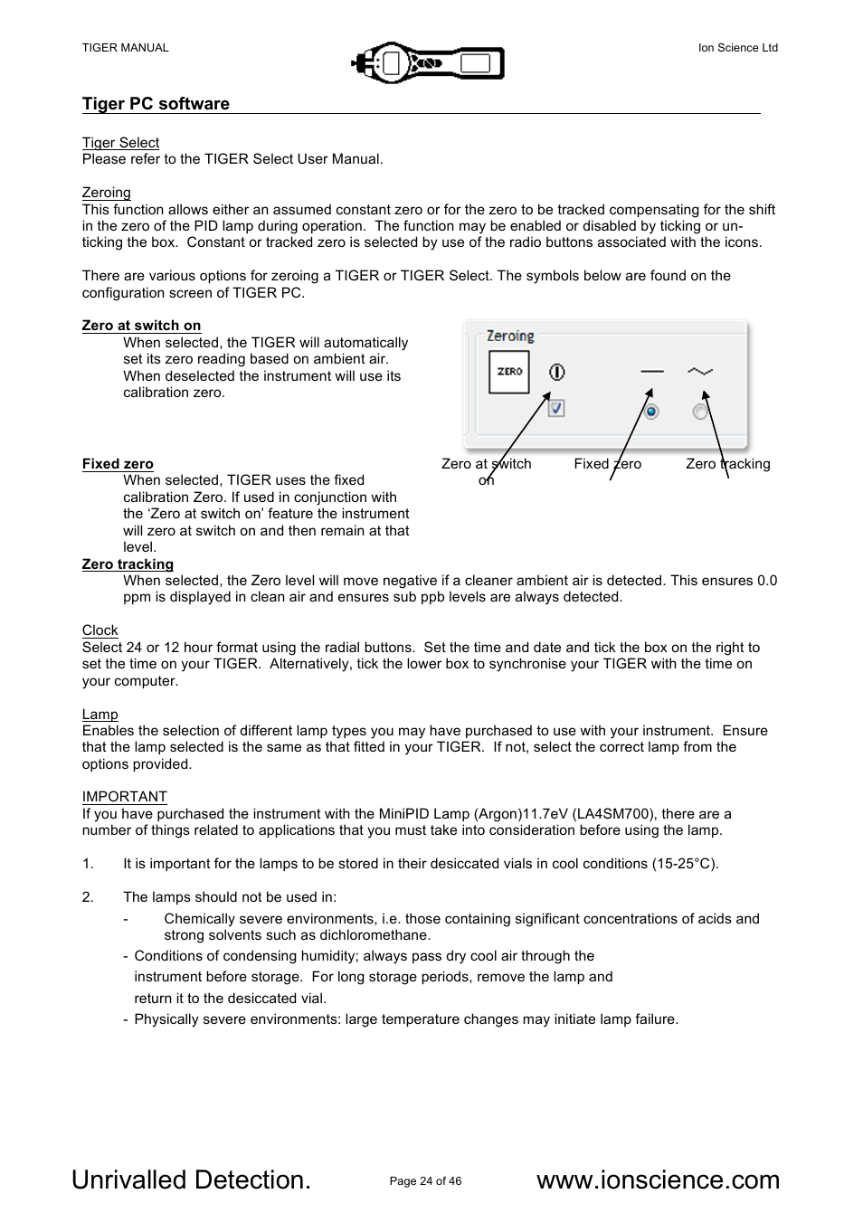 Ion Science Tiger User Manual | Page 24 / 46