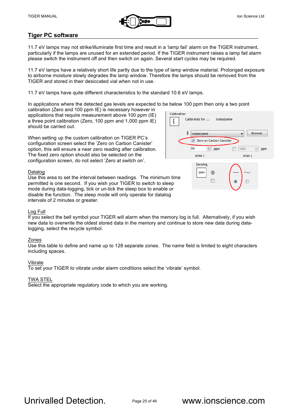 Ion Science Tiger User Manual | Page 25 / 46