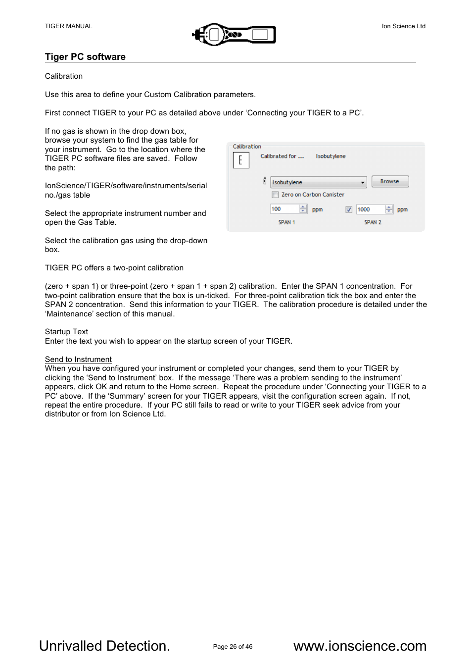 Ion Science Tiger User Manual | Page 26 / 46