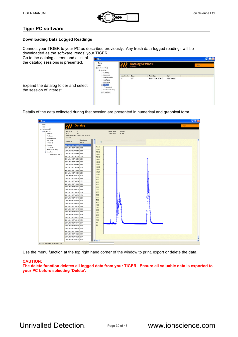 Ion Science Tiger User Manual | Page 30 / 46