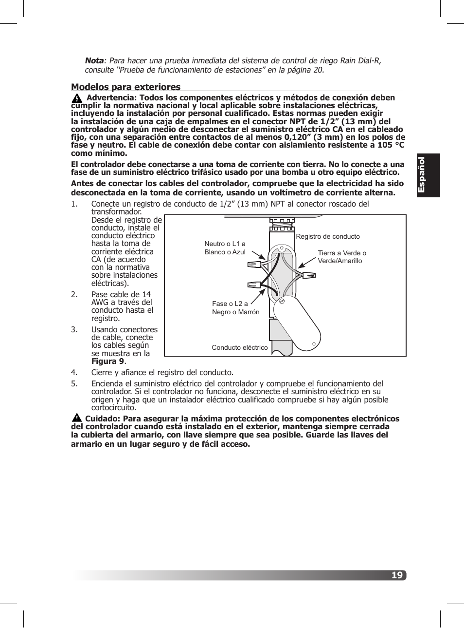 Modelos para exteriores, Español | Irritrol Rain Dial R User Manual | Page 19 / 36