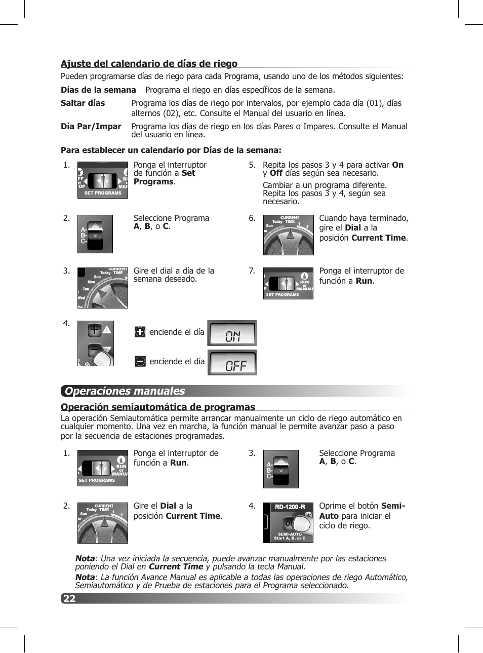 Operaciones manuales | Irritrol Rain Dial R User Manual | Page 22 / 36