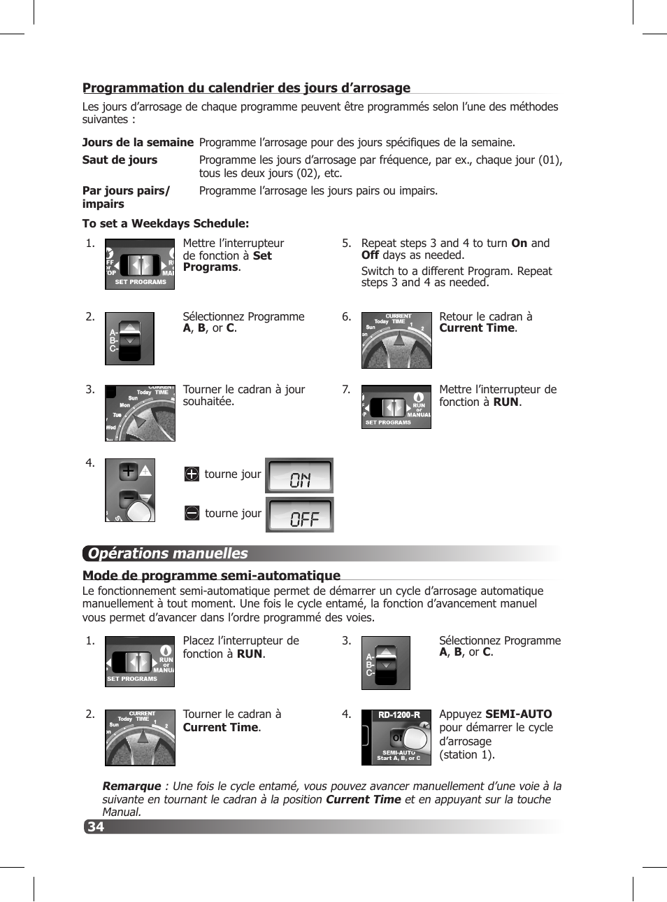 Opérations manuelles | Irritrol Rain Dial R User Manual | Page 34 / 36