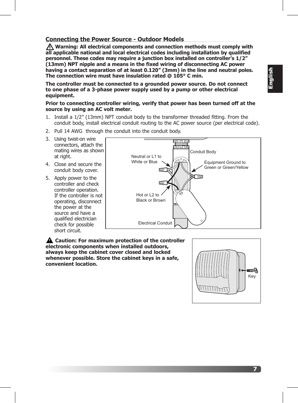 7connecting the power source - outdoor models, Eng lish | Irritrol Rain Dial R User Manual | Page 7 / 36