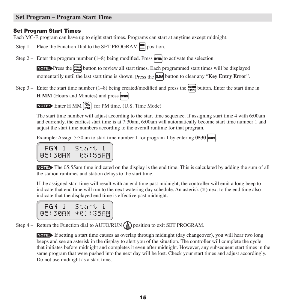 Set program – program start time | Irritrol MC-E User Manual | Page 15 / 40