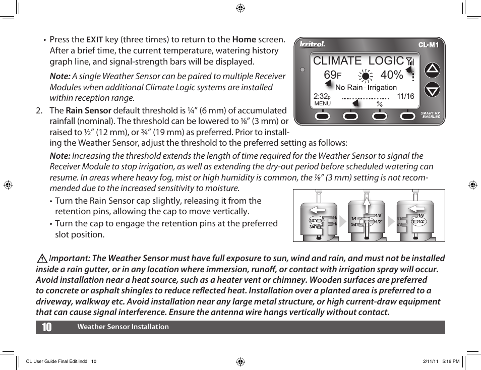 Climate logic | Irritrol Climate Logic User Manual | Page 10 / 24