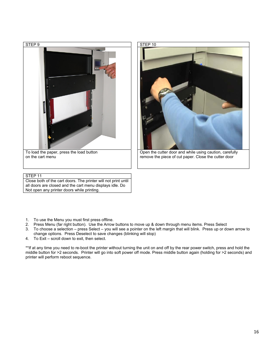 Cart menu summary | iSys iTerra TL1290 Color LED Printer User Manual | Page 18 / 44