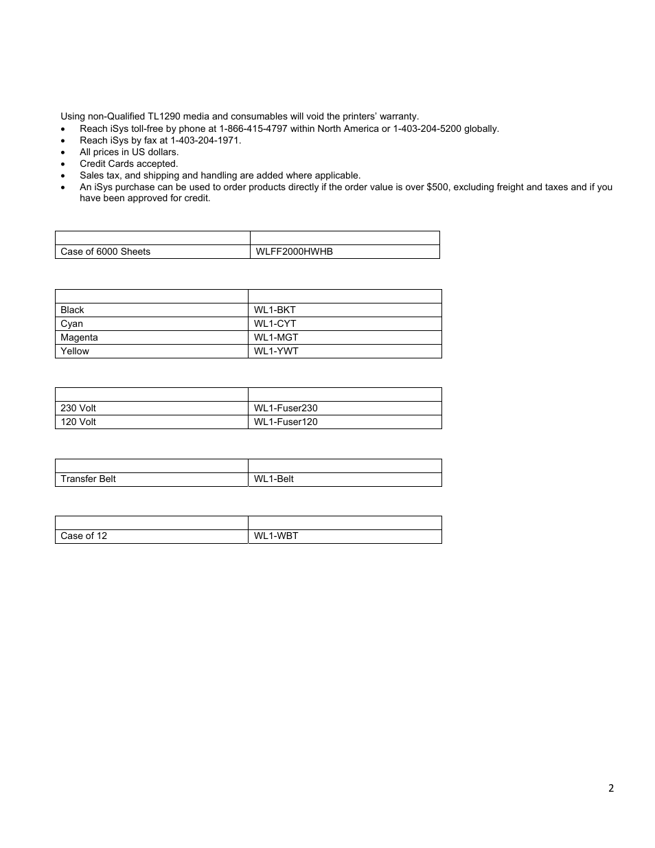 Ordering consumable supplies | iSys iTerra TL1290 Color LED Printer User Manual | Page 4 / 44