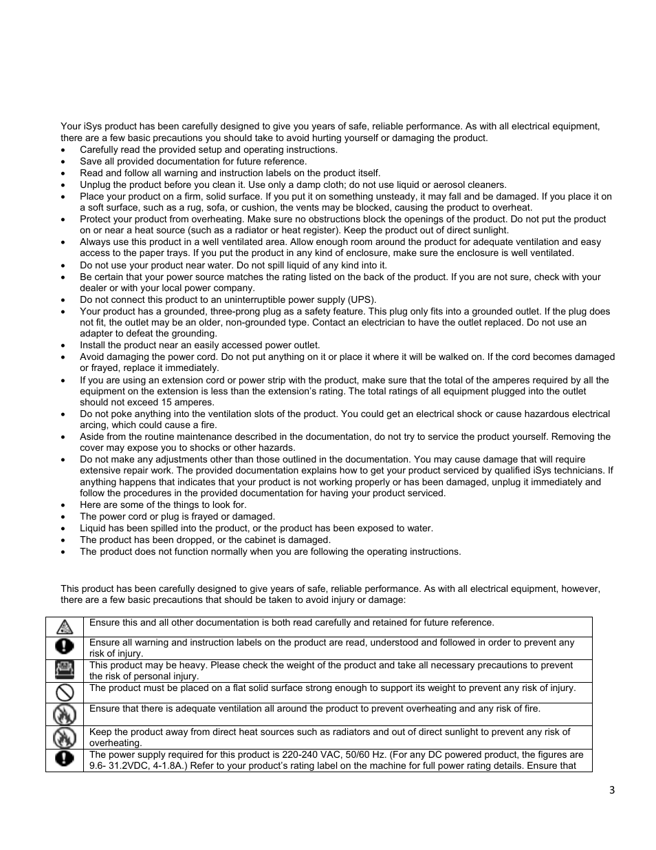 Safety information, Volt models | iSys iTerra TL1290 Color LED Printer User Manual | Page 5 / 44