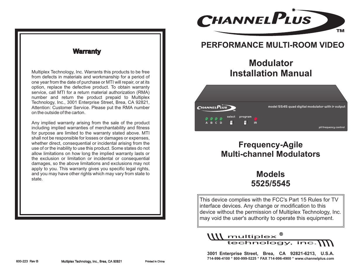 Channel Plus 5545 User Manual | 6 pages