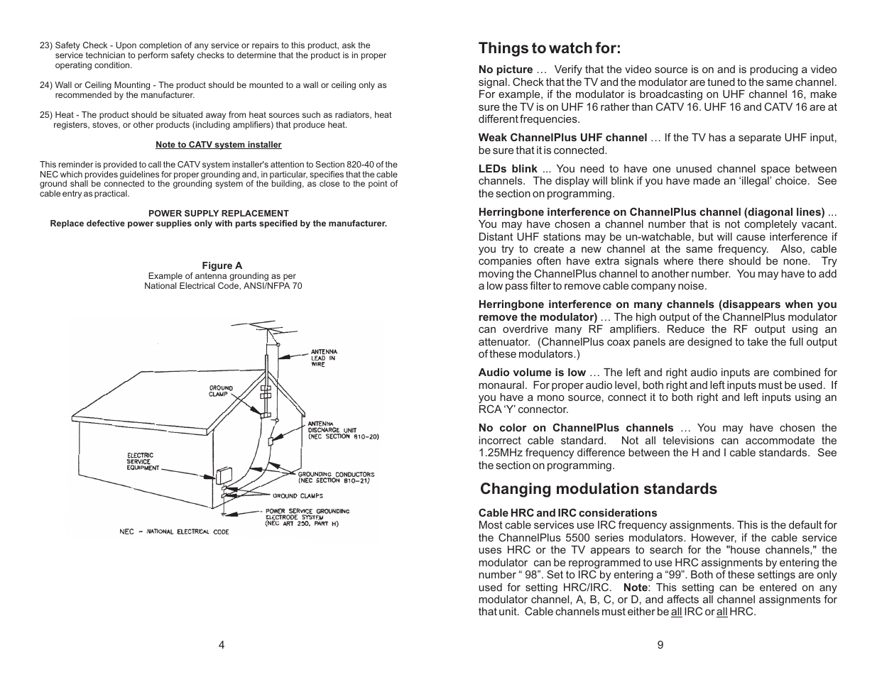 Changing modulation standards things to watch for | Channel Plus 5545 User Manual | Page 4 / 6