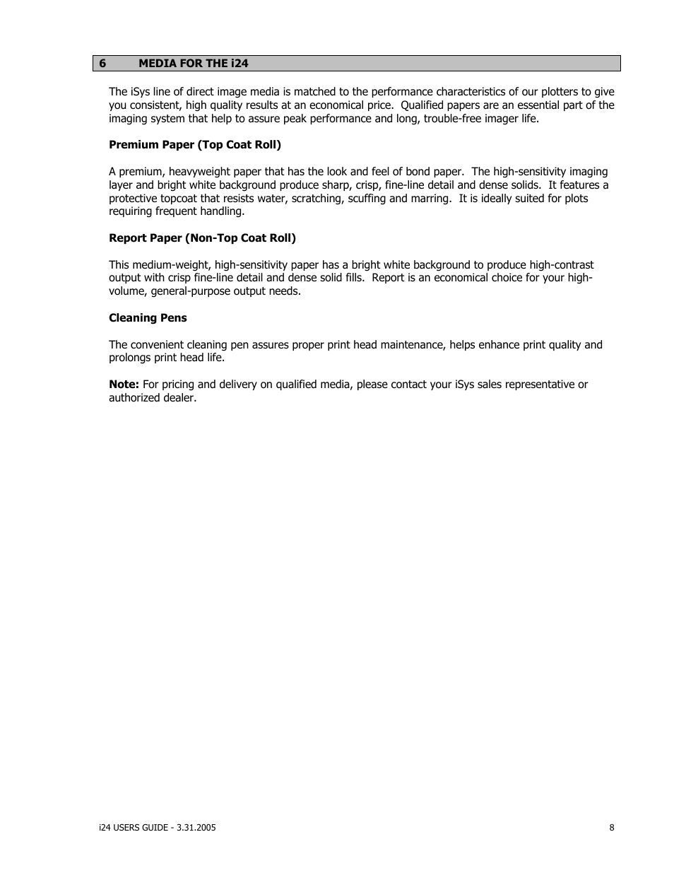 iSys i24 Direct Imaging Printer User Manual | Page 9 / 31