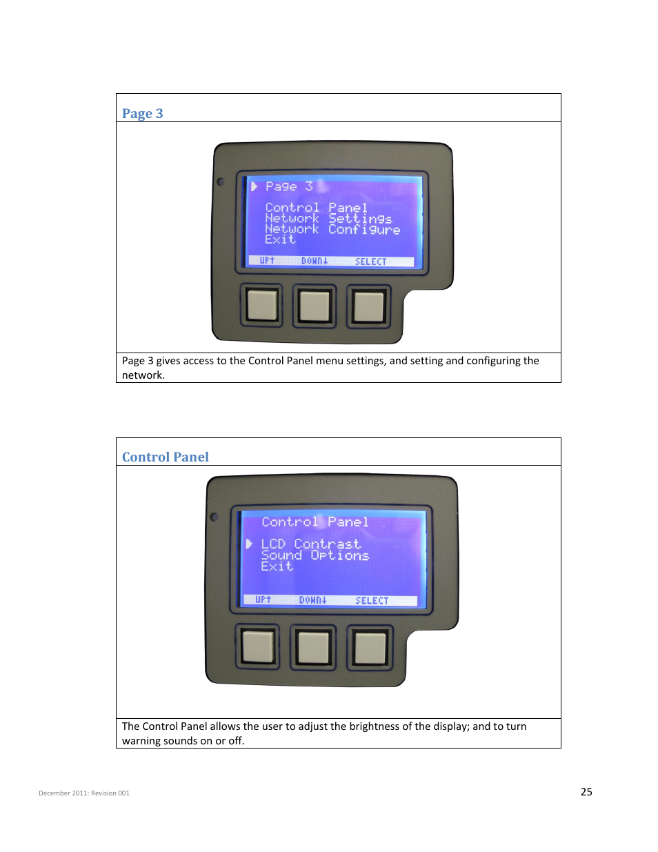 Control panel | iSys Iterra Mi875 User Manual | Page 25 / 43