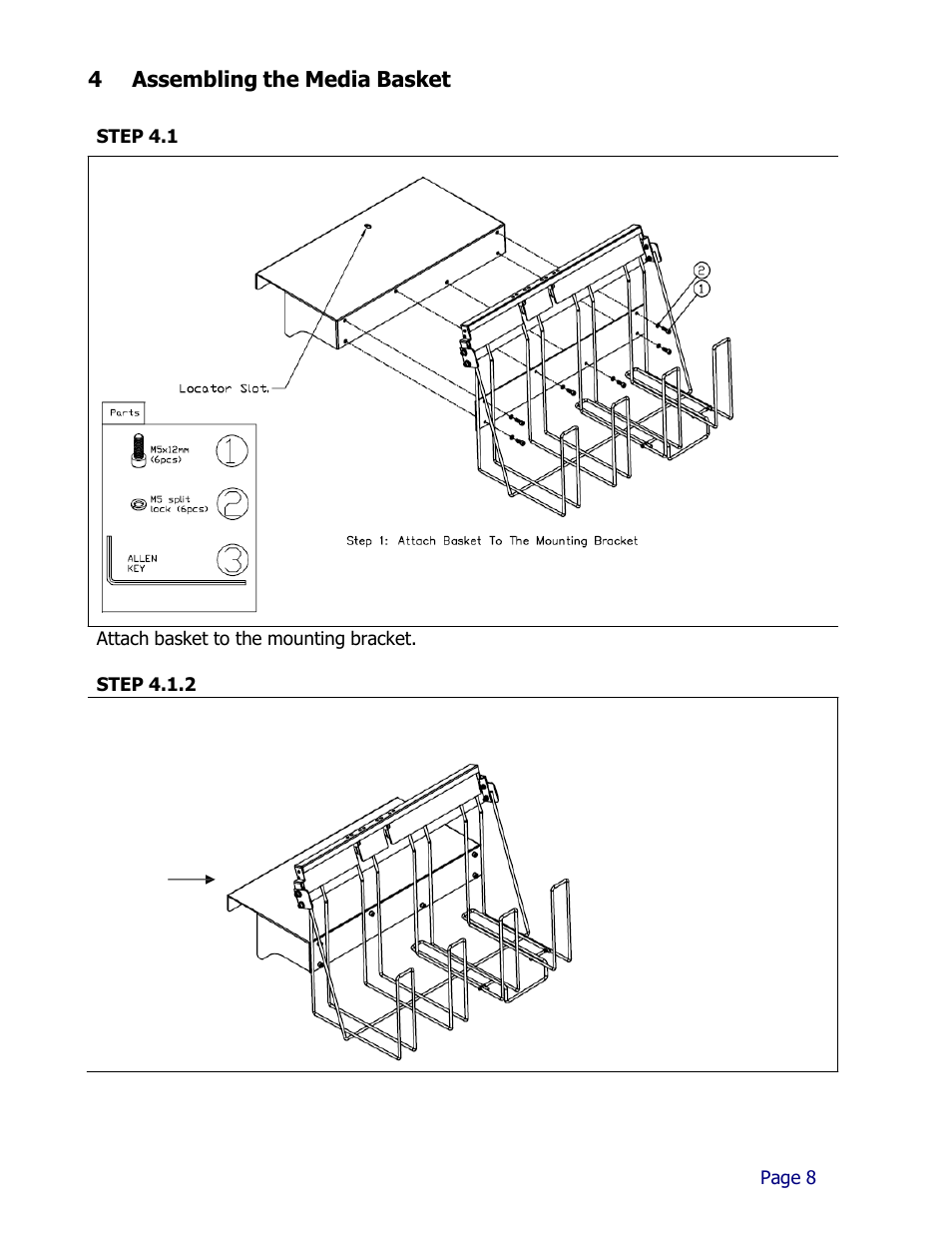 4 assembling the media basket | iSys iTerra IJ1800 User Manual | Page 8 / 50