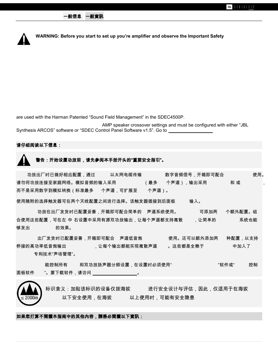 JBL Synthesis SDA 4600 User Manual | 11 pages
