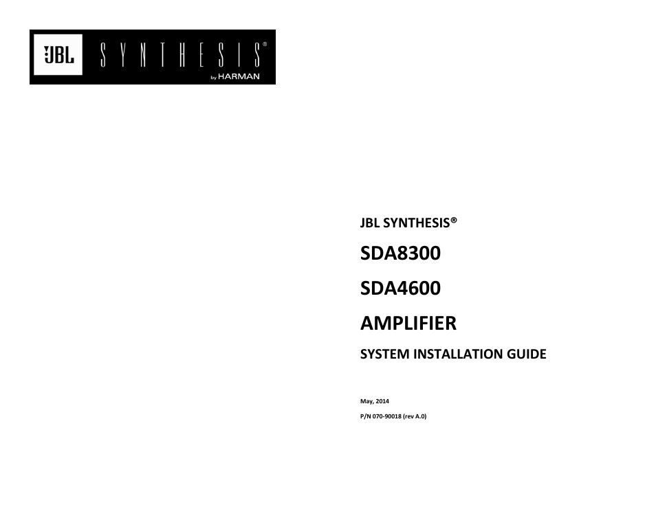 JBL Synthesis SDA 4600 User Manual | 16 pages