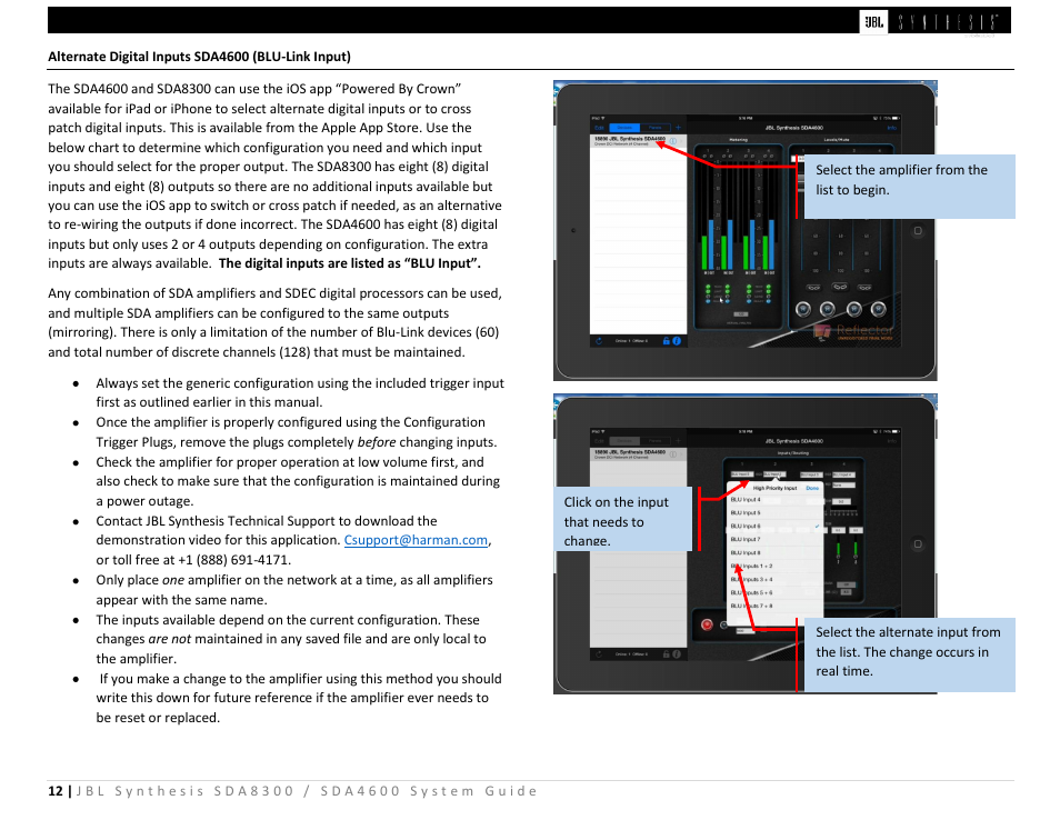 JBL Synthesis SDA 4600 User Manual | Page 12 / 16