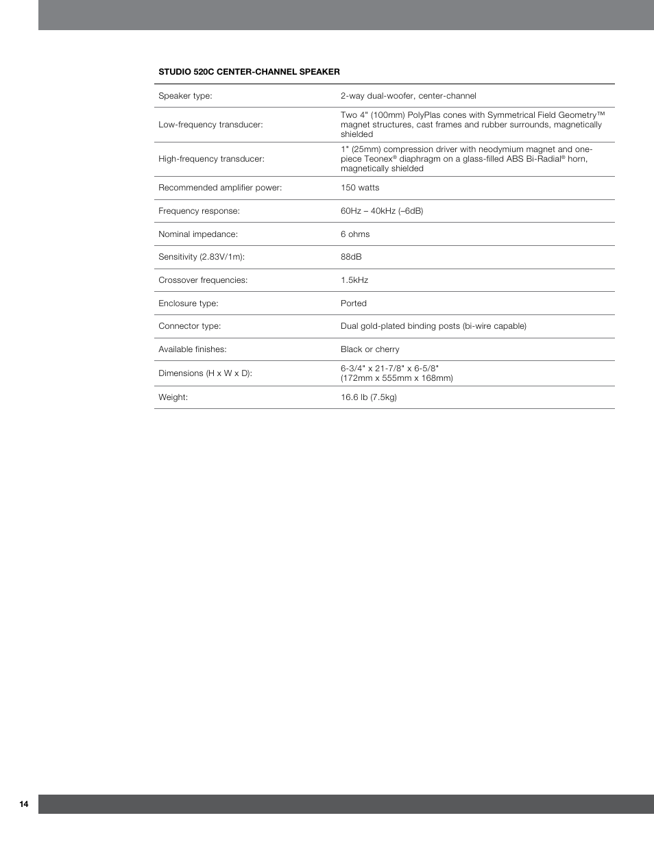 JBL Synthesis Studio 530 User Manual | Page 14 / 15